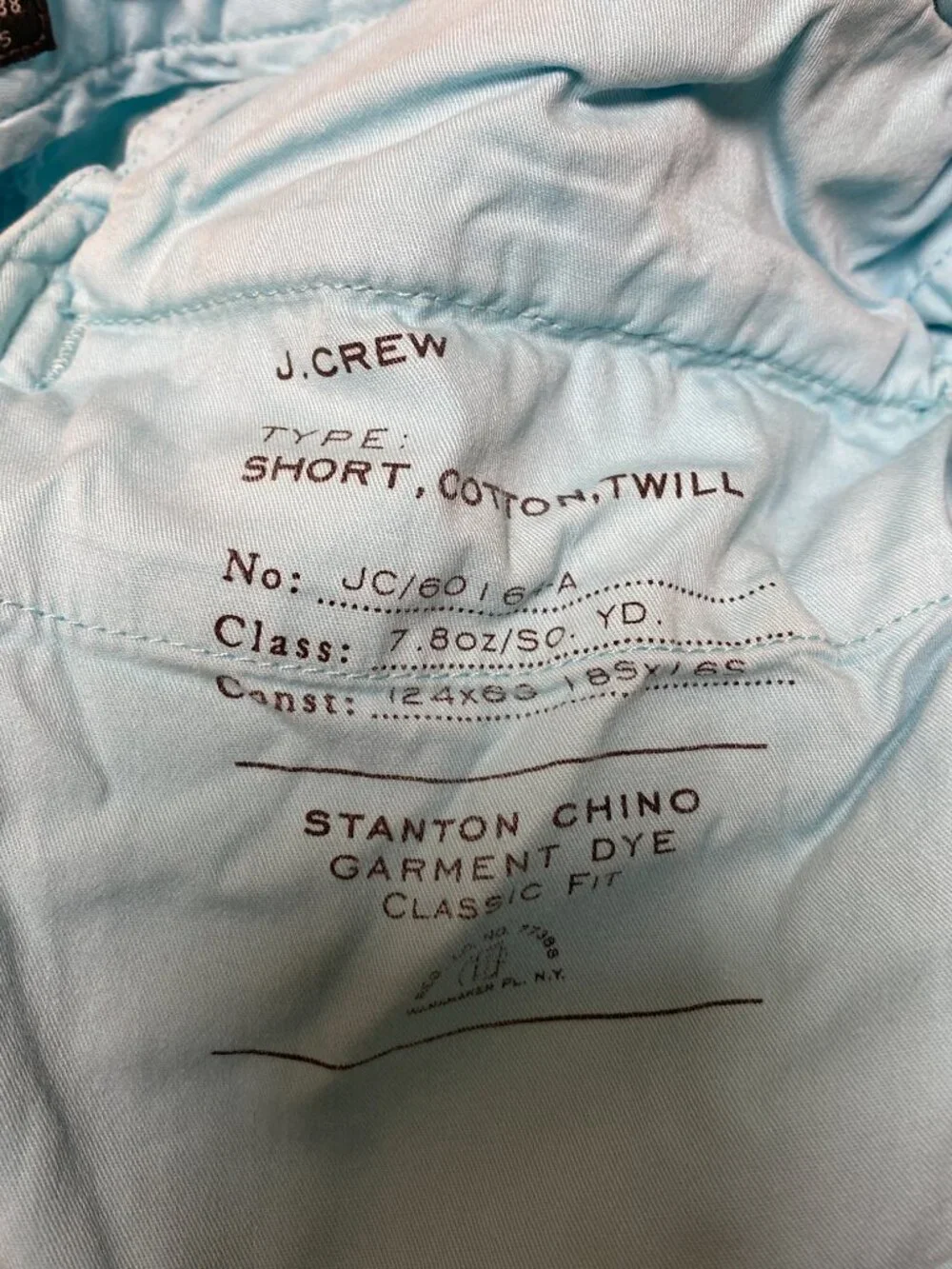 J.Crew Stanton Classic Fit Chino Shorts Garment Dyed Blue Men's Size 32 Cotton